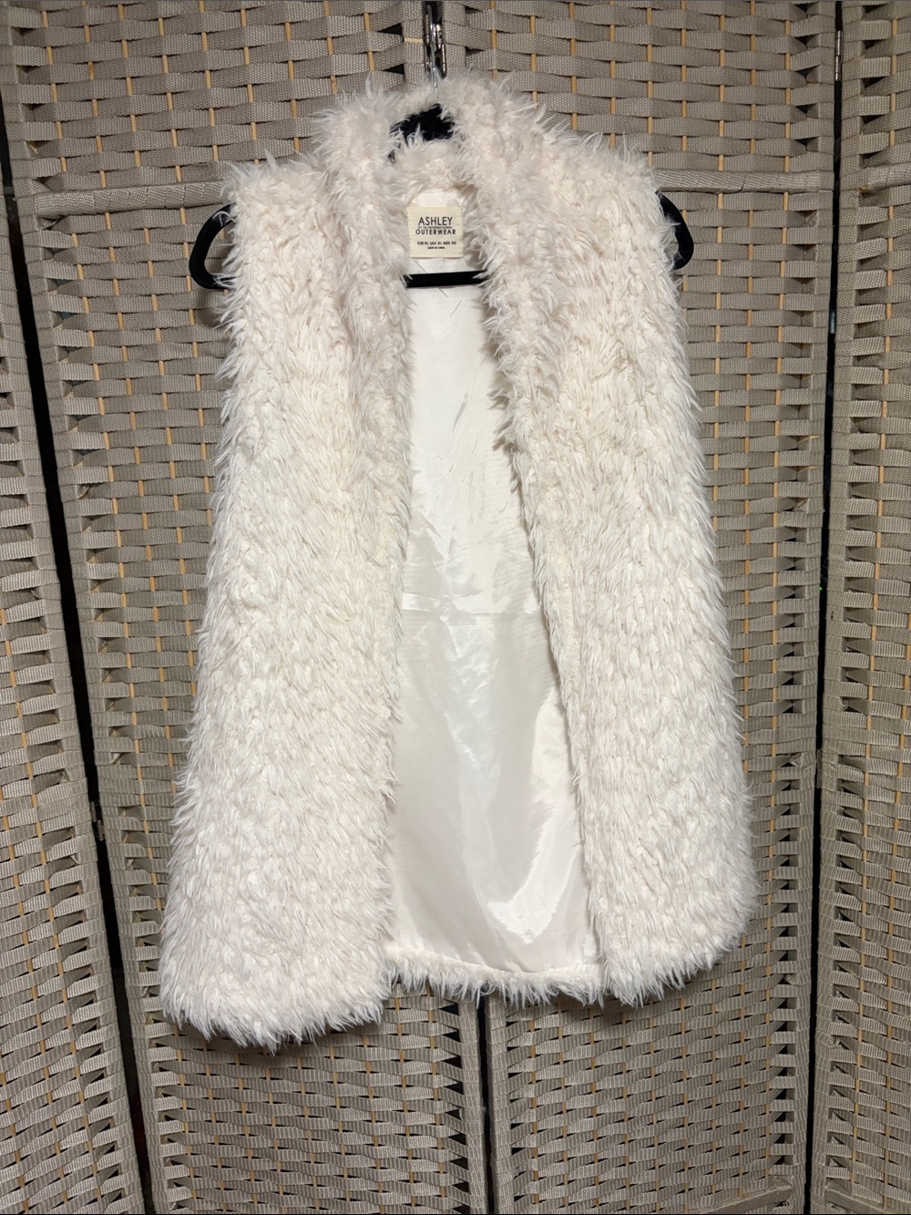 Ashley by 26 International Outerwear Cream Faux Fur Vest